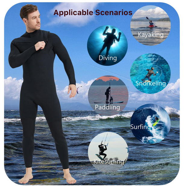 Lemorecn Men’s Wetsuit 4/3mm Chest Zip Full Wetsuit * * Up to 4XL * *