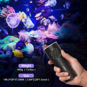 Visgeo Scuba Diving Light, Mini Diving flalight for Real 6500LM Equip with 10000mAh Rechargeable Batteries, 12 Light Modes 3 Light Sources 150m Underwater for Scuba Diving, Night Diving