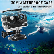 Hivvtui Action Camera 4K30FPS Ultra HD Waterproof Camera,98FT 30M Underwater Cameras and Remote Control 170° Wide Angle Video Recording Sports Cameras with 32G SD Card & 2 Batteries Accessories Kit