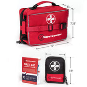 Surviveware Comprehensive Premium First Aid Kit Emergency Medical Kit for Trucks, Cars, Camping, Office and Sports and Outdoor Emergencies - Large 200 Piece Set Red