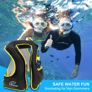 Rrtizan Swim Vest for Adults, Buoyancy Aid Swim Jackets - Portable Inflatable Snorkel Vest for Swimming, Snorkeling, Kayaking, Paddle Boating and Other Low Impact Water Sports Safety(Black, S-M)