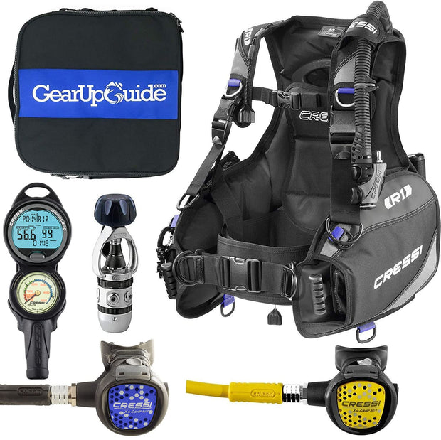 Cressi R1 Gear Up Scuba Package, Blue Reg, L