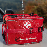 Surviveware Comprehensive Premium First Aid Kit Emergency Medical Kit for Trucks, Cars, Camping, Office and Sports and Outdoor Emergencies - Large 200 Piece Set Red